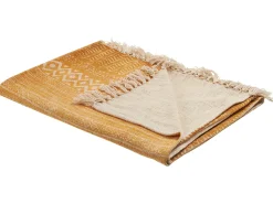 Outlet Beliani Coperta FIROZABAD Cotone 130 x 180 cm Arancione Beige Giallo