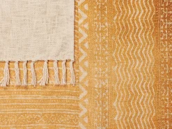 Outlet Beliani Coperta FIROZABAD Cotone 130 x 180 cm Arancione Beige Giallo