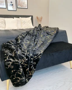 Online Beliani Coperta GODAVARI Nero Oro Nero