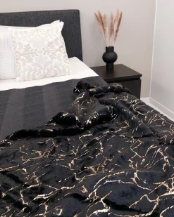 Online Beliani Coperta GODAVARI Nero Oro Nero