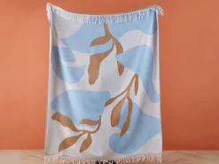 Beliani Coperta HAKUI 130 x 170 cm Blu Beige Blu Marrone