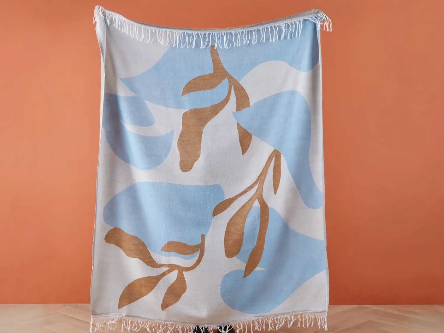 Beliani Coperta HAKUI 130 x 170 cm Blu Beige Blu Marrone