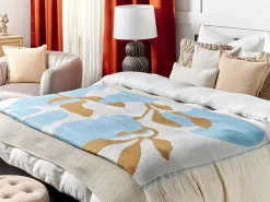 Beliani Coperta HAKUI 130 x 170 cm Blu Beige Blu Marrone