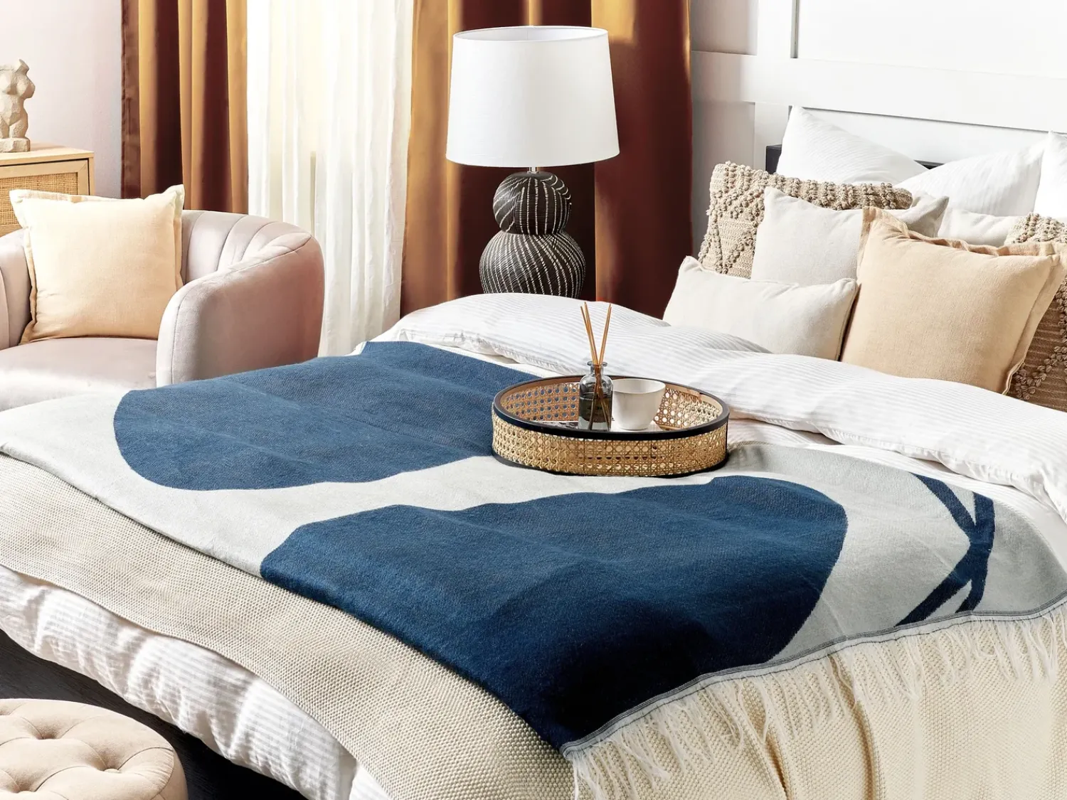 Discount Beliani Coperta HAPREK 130 x 170 cm Blu Blu Grigio