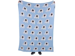 Outlet Beliani Coperta HILKOT Cotone 130 x 170 cm Blu Bianco Blu Grigio