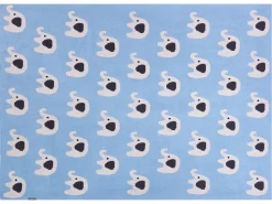 Outlet Beliani Coperta HILKOT Cotone 130 x 170 cm Blu Bianco Blu Grigio