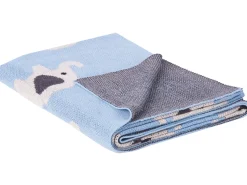 Outlet Beliani Coperta HILKOT Cotone 130 x 170 cm Blu Bianco Blu Grigio