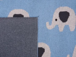 Outlet Beliani Coperta HILKOT Cotone 130 x 170 cm Blu Bianco Blu Grigio