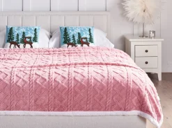 Outlet Beliani Coperta HONEYCOMB 150 x 200 cm Rosa Bianco Rosa