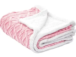 Outlet Beliani Coperta HONEYCOMB 150 x 200 cm Rosa Bianco Rosa