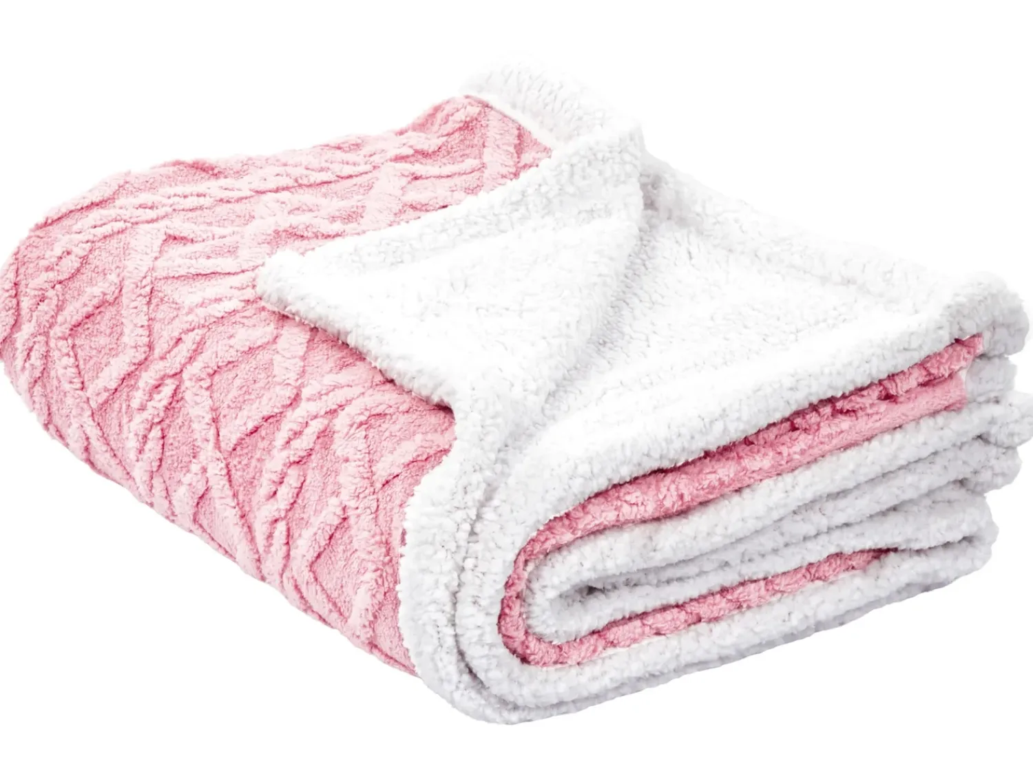 Outlet Beliani Coperta HONEYCOMB 150 x 200 cm Rosa Bianco Rosa