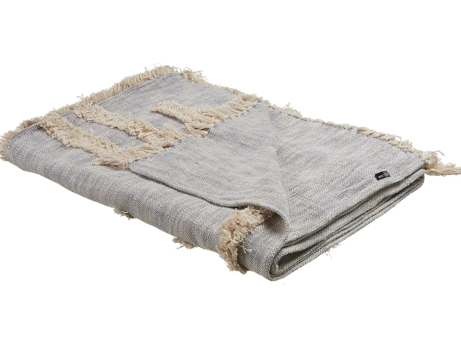 Discount Beliani Coperta HOSPET Cotone 130 x 180 cm Grigio Beige Grigio