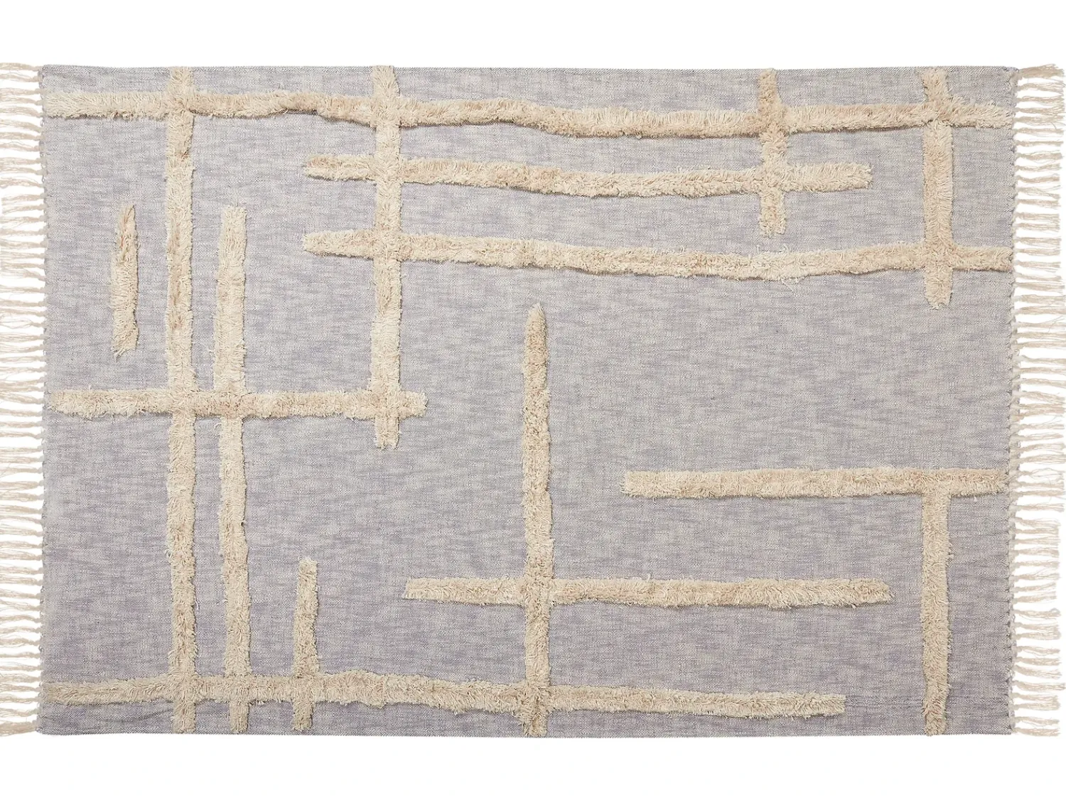 Discount Beliani Coperta HOSPET Cotone 130 x 180 cm Grigio Beige Grigio