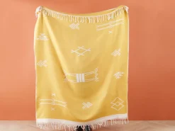 Hot Beliani Coperta JALKINI 130 x 170 cm Giallo Bianco Giallo