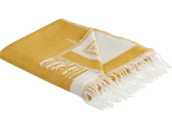 Hot Beliani Coperta JALKINI 130 x 170 cm Giallo Bianco Giallo