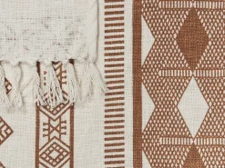 Best Beliani Coperta JORHAT Cotone 130 x 180 cm Beige Beige Marrone