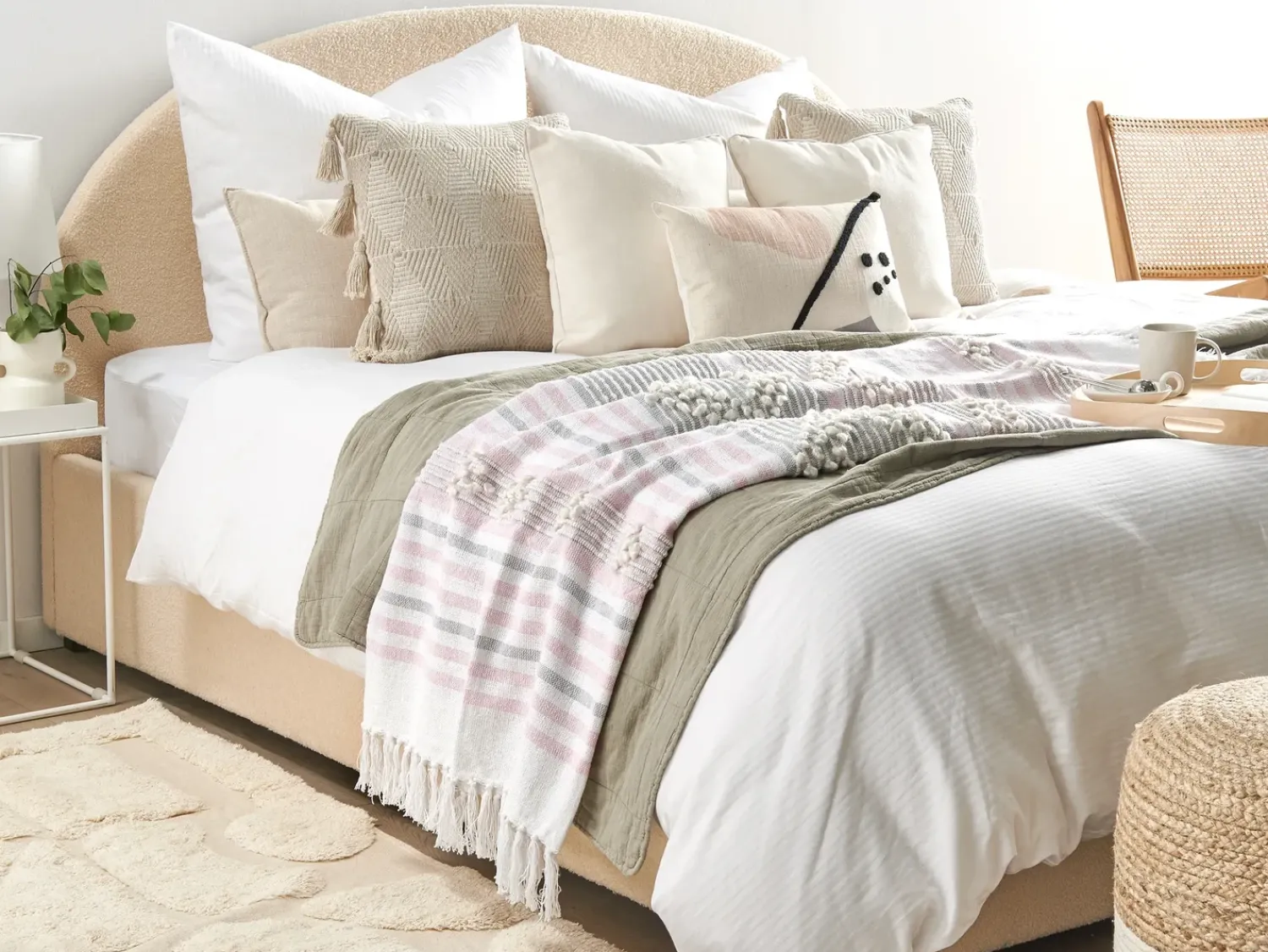 New Beliani Coperta KAMAN Tessuto 125 x 150 cm Rosa
