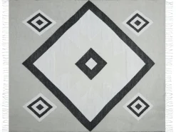 Outlet Beliani Coperta KATTIKE Tessuto 130 x 170 cm Grigio Bianco Grigio Nero