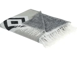 Outlet Beliani Coperta KATTIKE Tessuto 130 x 170 cm Grigio Bianco Grigio Nero