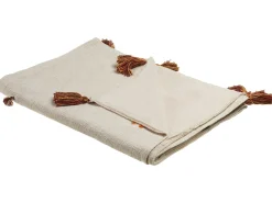 Discount Beliani Coperta KHANDWA Cotone 130 x 180 cm Beige Arancione Bianco Beige