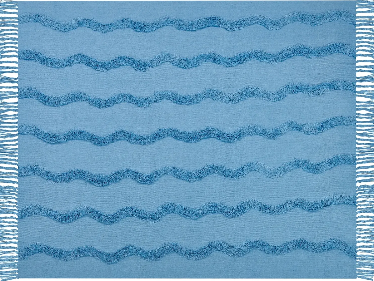 Online Beliani Coperta KHARI Cotone 125 x 150 cm Azzurro Blu