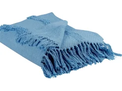 Online Beliani Coperta KHARI Cotone 125 x 150 cm Azzurro Blu