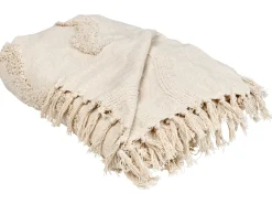Outlet Beliani Coperta KHARI Cotone chiaro Beige