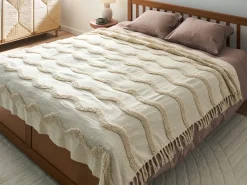Outlet Beliani Coperta KHARI Cotone chiaro Beige