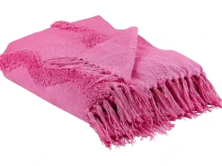 New Beliani Coperta KHARI Cotone 125 x 150 cm Rosa