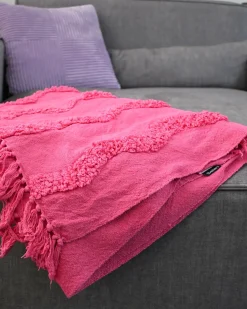 New Beliani Coperta KHARI Cotone 125 x 150 cm Rosa