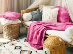 New Beliani Coperta KHARI Cotone 125 x 150 cm Rosa