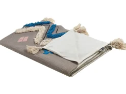 Sale Beliani Coperta KOTTAYAM Cotone 130 x 180 cm Grigio Beige Blu Rosa Grigio