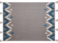 Sale Beliani Coperta KOTTAYAM Cotone 130 x 180 cm Grigio Beige Blu Rosa Grigio