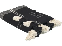 Sale Beliani Coperta KULAC Cotone 130 x 170 cm Nero Bianco Nero