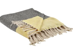 Clearance Beliani Coperta LAPU Cotone 125 x 150 cm Senape Giallo Grigio