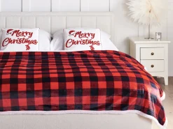 Online Beliani Coperta LIQUORICE 150 x 200 cm Rosso Bianco Nero Rosso