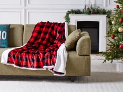 Online Beliani Coperta LIQUORICE 150 x 200 cm Rosso Bianco Nero Rosso