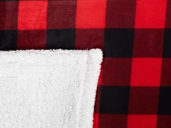Online Beliani Coperta LIQUORICE 150 x 200 cm Rosso Bianco Nero Rosso