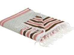 Discount Beliani Coperta MAGAR Tessuto 130 x 170 cm Beige Beige Marrone Rosa