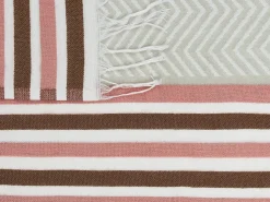 Discount Beliani Coperta MAGAR Tessuto 130 x 170 cm Beige Beige Marrone Rosa