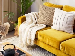 Beliani Coperta MALU Cotone 125 x 150 cm chiaro Beige