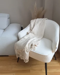 Beliani Coperta MALU Cotone 125 x 150 cm chiaro Beige