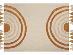Beliani Coperta MATHURA Cotone 130 x 180 cm Beige Beige Arancione