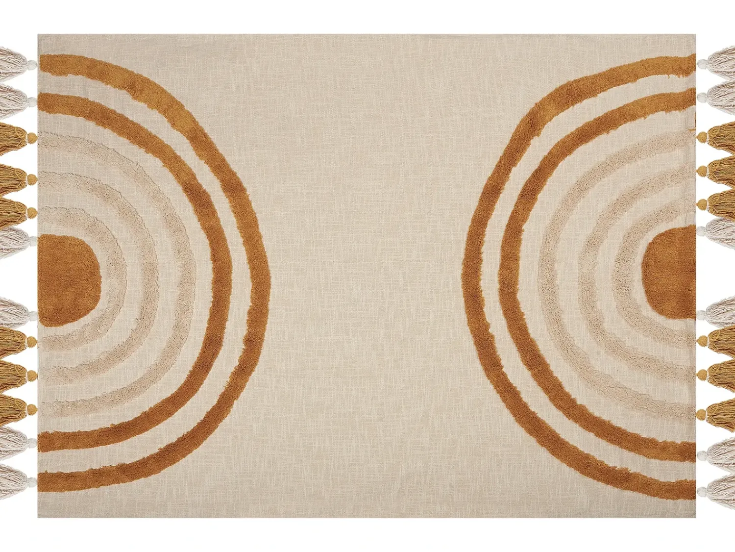 Beliani Coperta MATHURA Cotone 130 x 180 cm Beige Beige Arancione