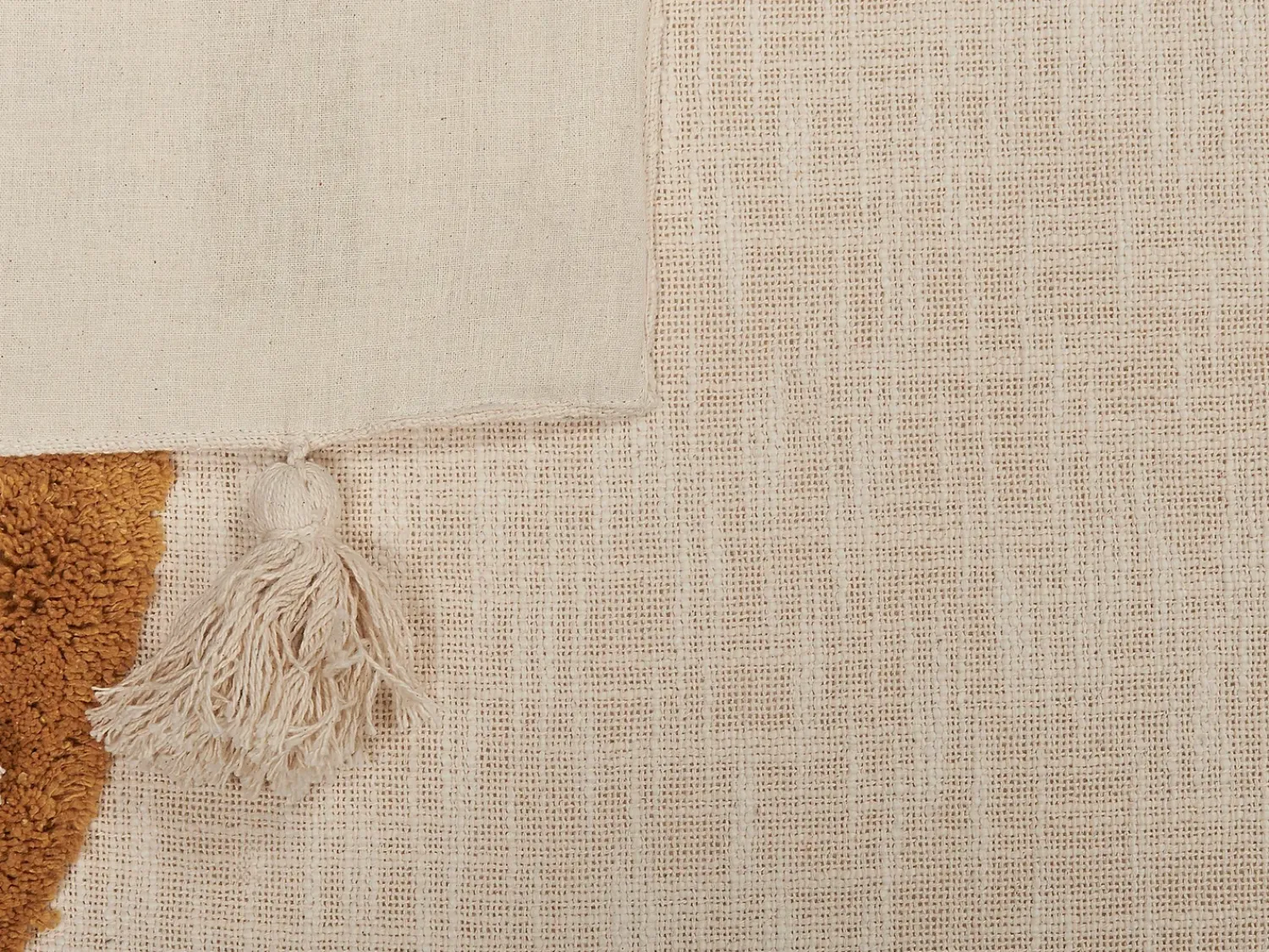 Beliani Coperta MATHURA Cotone 130 x 180 cm Beige Beige Arancione
