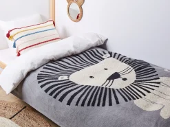 Hot Beliani Coperta MATTA Cotone 130 x 170 cm Grigio Bianco Grigio Nero