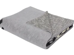 Hot Beliani Coperta MATTA Cotone 130 x 170 cm Grigio Bianco Grigio Nero