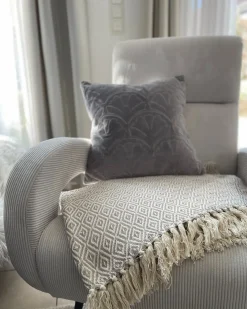 Clearance Beliani Coperta MITYAL Cotone 125 x 150 cm Tortora Beige Grigio