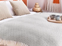 Clearance Beliani Coperta MITYAL Cotone 125 x 150 cm Tortora Beige Grigio