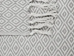 Clearance Beliani Coperta MITYAL Cotone 125 x 150 cm Tortora Beige Grigio